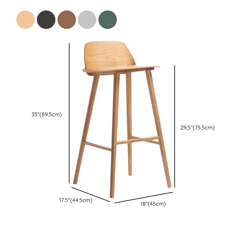 Modern Low Back Barstool Wooden Counter Bar Stool with Wood Legs