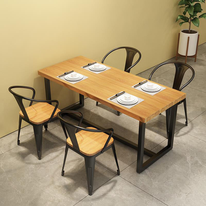 Industrial 1/5 Pieces Dining Set Rectangle Pine Wood Dining Table for Cafe