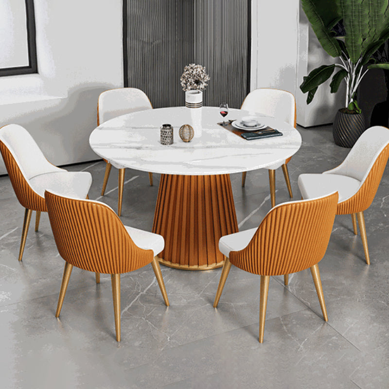 Modern 1/2/5/7 Pieces Dining Set Round Stone Dining Table for Kitchen
