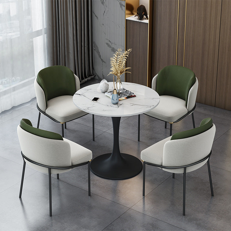 Modern 1/2/4/5 Pieces Dining Set Round Stone Dining Table for Kitchen