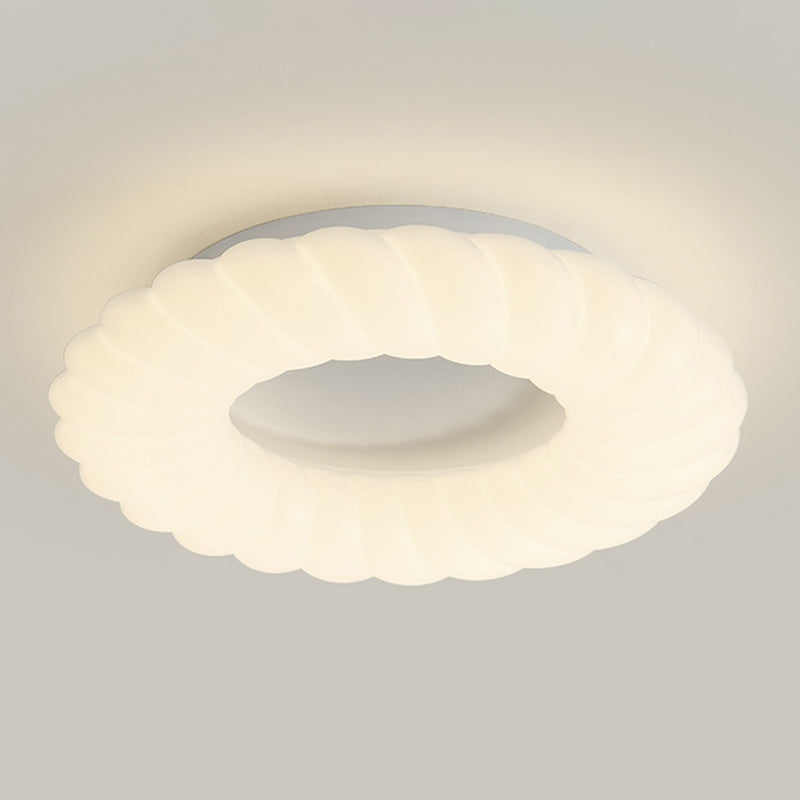 White Shaded Ceiling Light Contemporary LED Flush Mount Lighting for Home