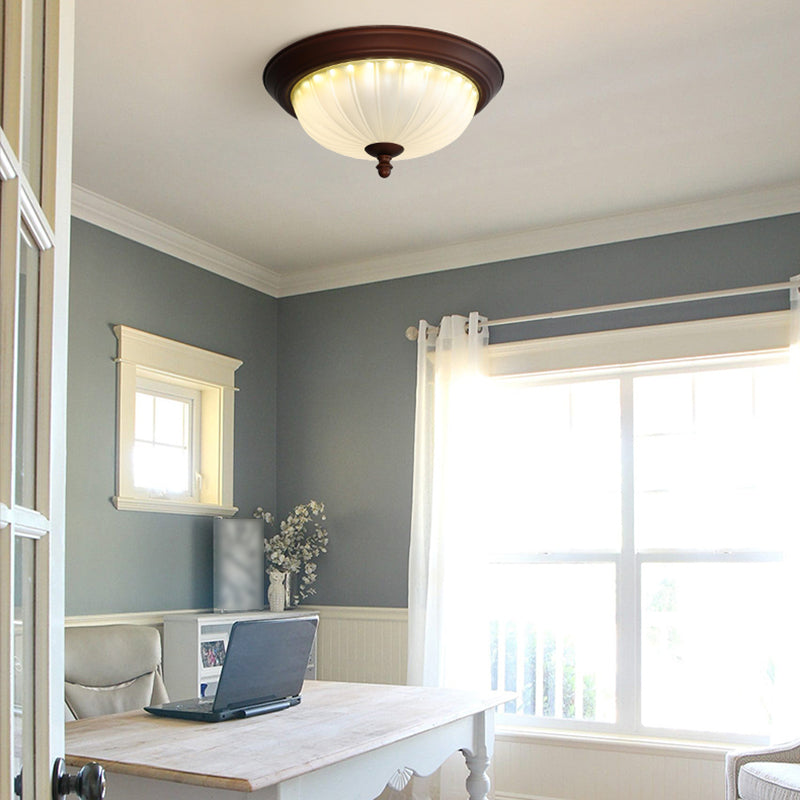 American Style Ceiling Light Dome Shape Ceiling Lamp with Glass Shade for Bedroom