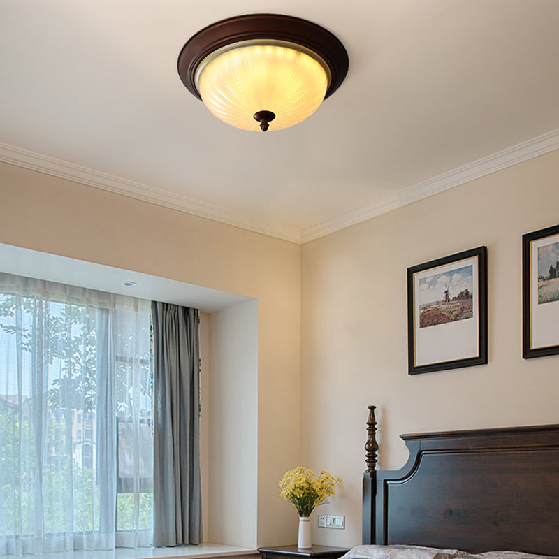 American Style Ceiling Light Dome Shape Ceiling Lamp with Glass Shade for Bedroom