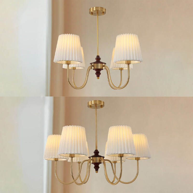 French Style Ceiling Light Cylinder Shape Ceiling Lamp with Fabric Shade for Bedroom