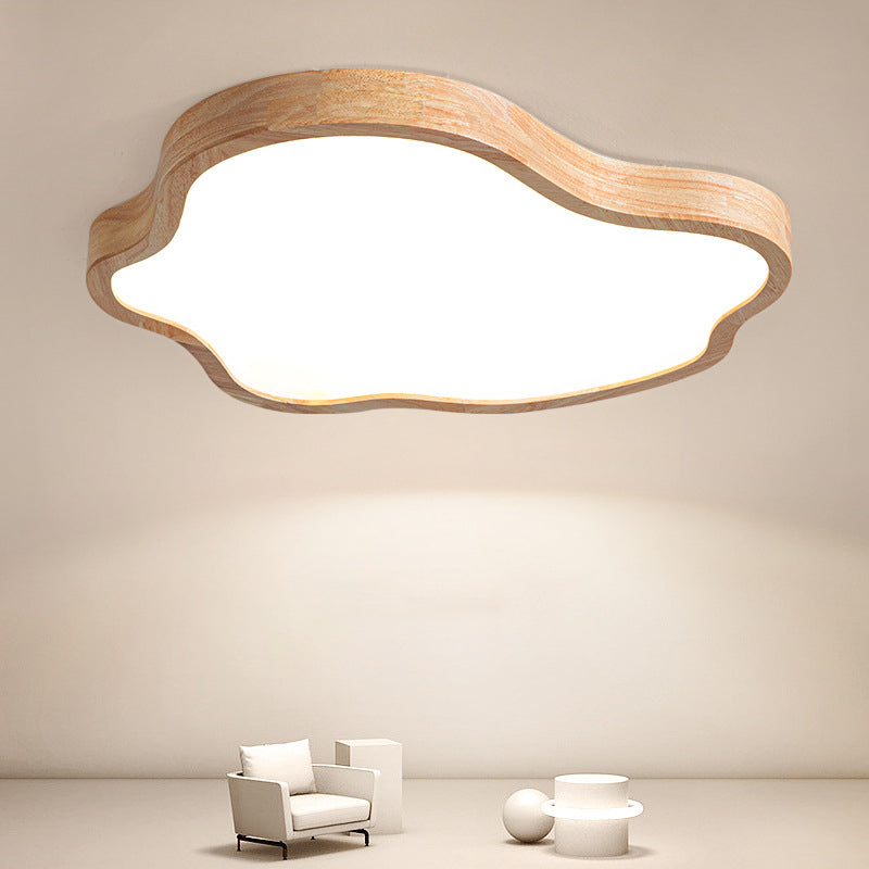 Modernism Acrylic Ceiling Light Wood Flush Mount Lighting for Bedroom