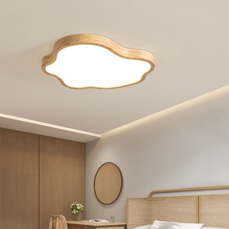 Modernism Acrylic Ceiling Light Wood Flush Mount Lighting for Bedroom