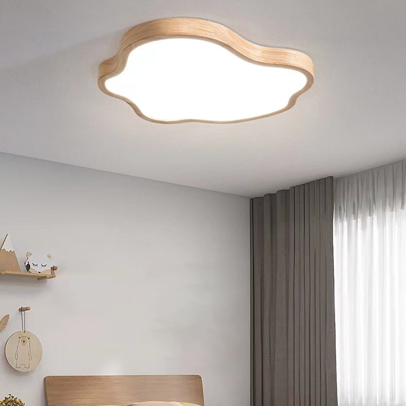 Modernism Acrylic Ceiling Light Wood Flush Mount Lighting for Bedroom