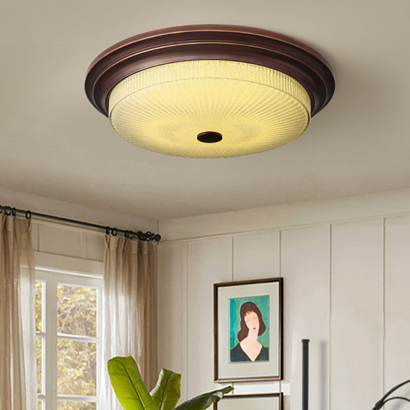 American Style Ceiling Light Circle Shape Ceiling Lamp with Glass Shade for Living Room