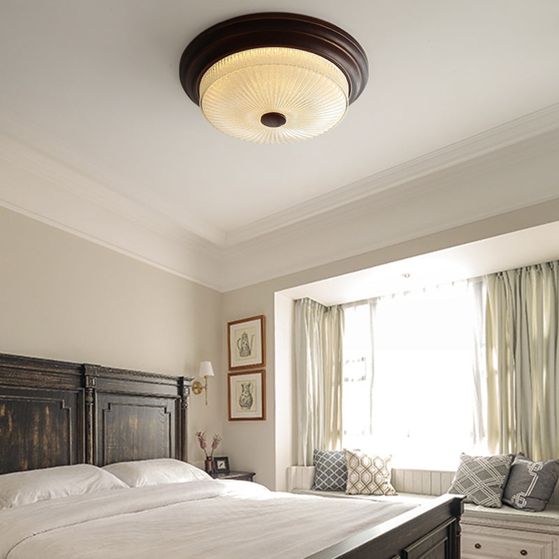 American Style Ceiling Light Circle Shape Ceiling Lamp with Glass Shade for Living Room