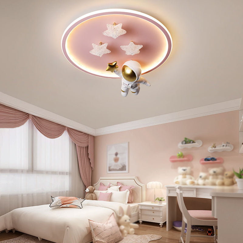 Astronaut Shape Flush Light Modern Style Metal 4 Lights Flush Mount for Bedroom