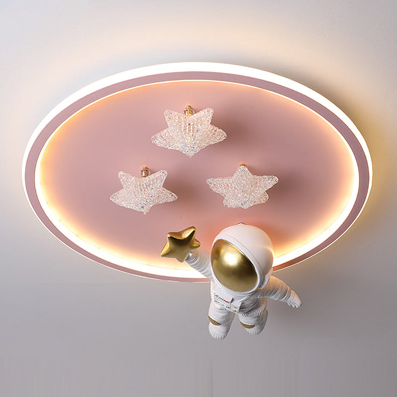 Astronaut Shape Flush Light Modern Style Metal 4 Lights Flush Mount for Bedroom