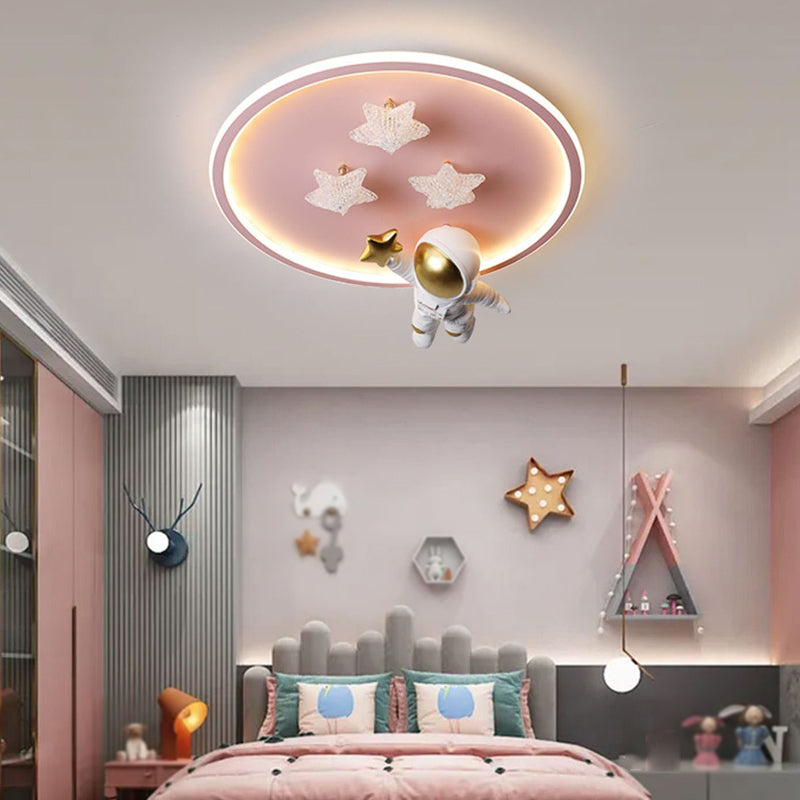 Astronaut Shape Flush Light Modern Style Metal 4 Lights Flush Mount for Bedroom