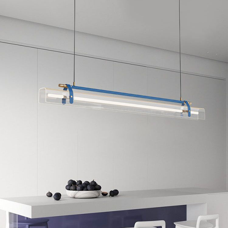 Minimalism Hanging Light Leather LED Island Light Fixture for Dining Room