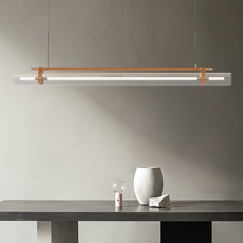 Minimalism Hanging Light Leather LED Island Light Fixture for Dining Room