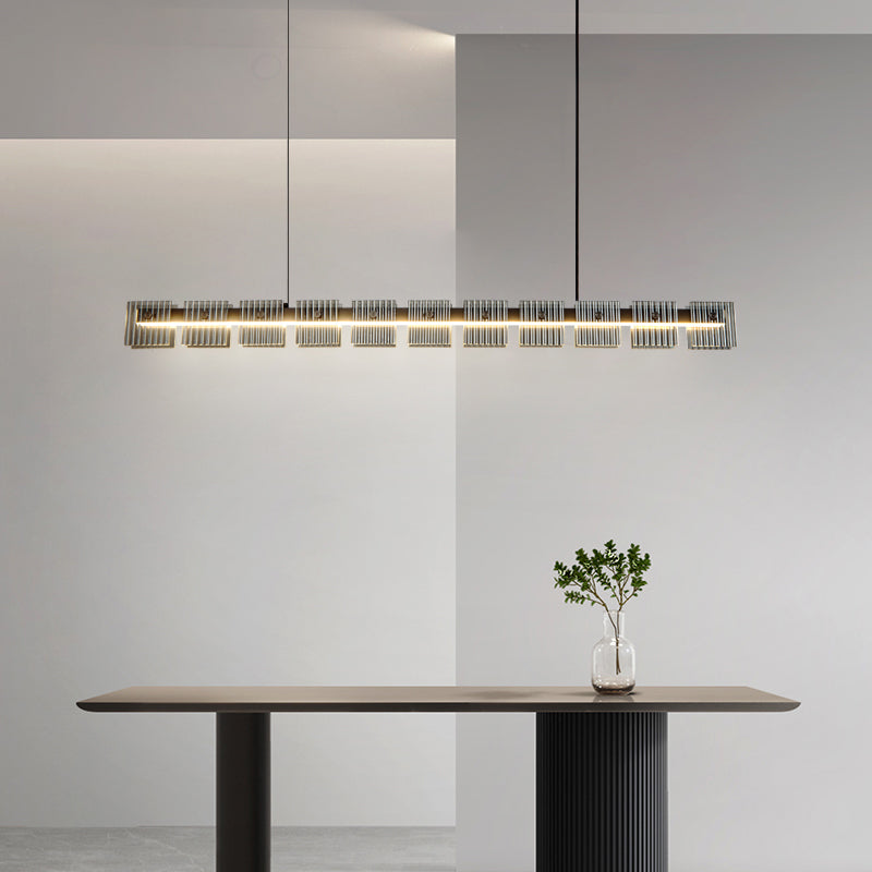 Modern LED Hanging Light Black Island Light Fixture for Dining Room