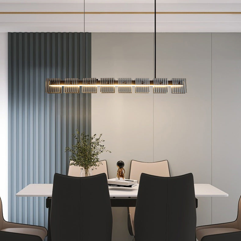 Modern LED Hanging Light Black Island Light Fixture for Dining Room