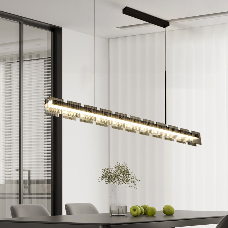 Modern LED Hanging Light Black Island Light Fixture for Dining Room