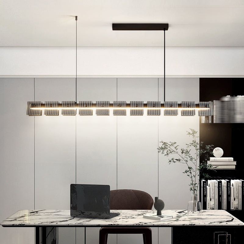 Modern LED Hanging Light Black Island Light Fixture for Dining Room