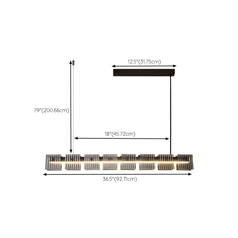 Modern LED Hanging Light Black Island Light Fixture for Dining Room