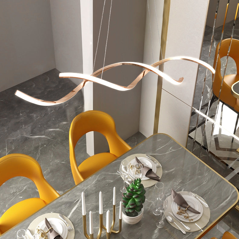 Minimalism Hanging Light Spiral LED Island Light Fixture for Dining Room