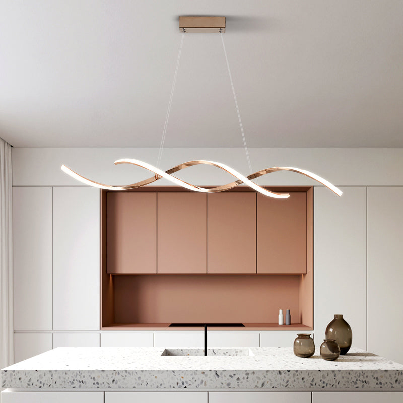 Minimalism Hanging Light Spiral LED Island Light Fixture for Dining Room