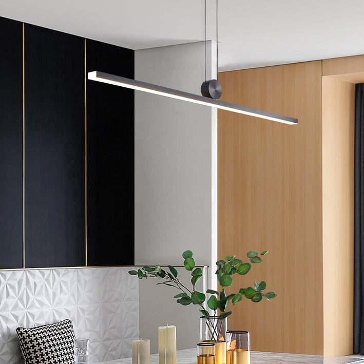 Black Island Hanging Light LED Island Light with Acrylic Shade for Dining Room