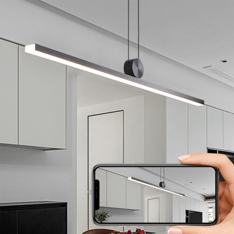 Black Island Hanging Light LED Island Light with Acrylic Shade for Dining Room