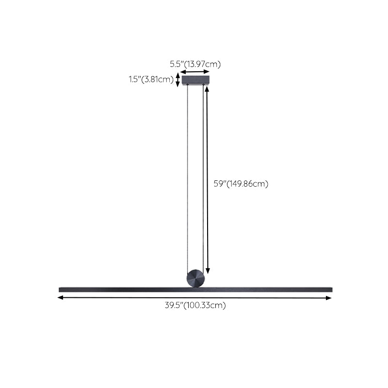 Black Island Hanging Light LED Island Light with Acrylic Shade for Dining Room