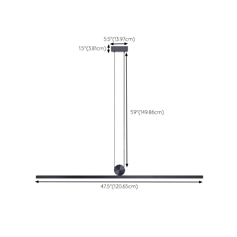 Black Island Hanging Light LED Island Light with Acrylic Shade for Dining Room