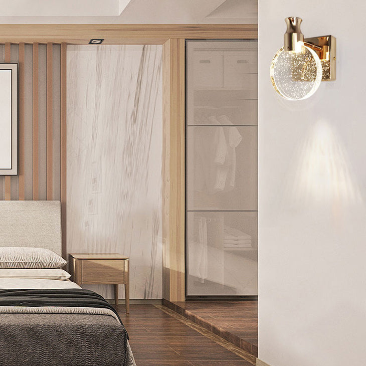 Nordic Style Crystal Vanity Light Round Shape Vanity Lamp for Shower Room