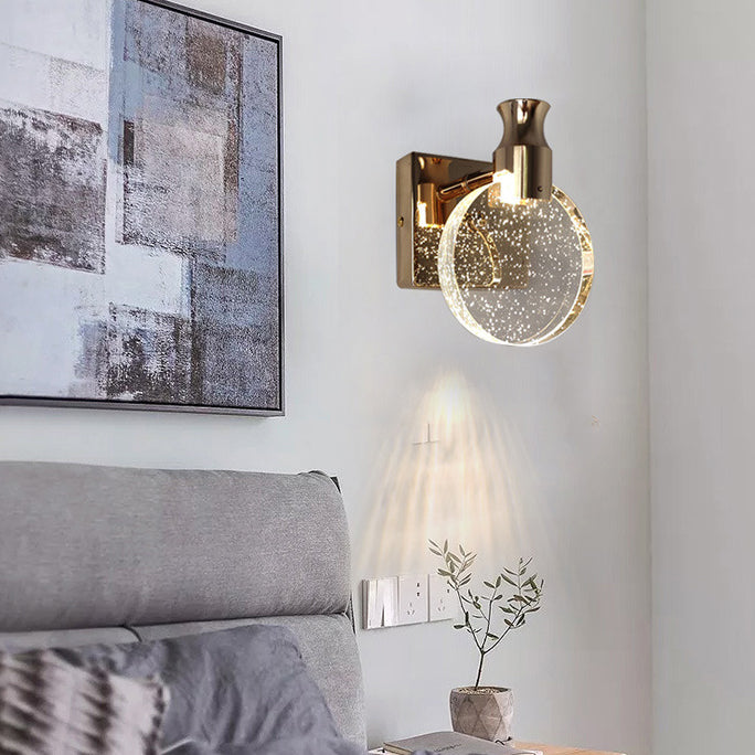 Nordic Style Crystal Vanity Light Round Shape Vanity Lamp for Shower Room