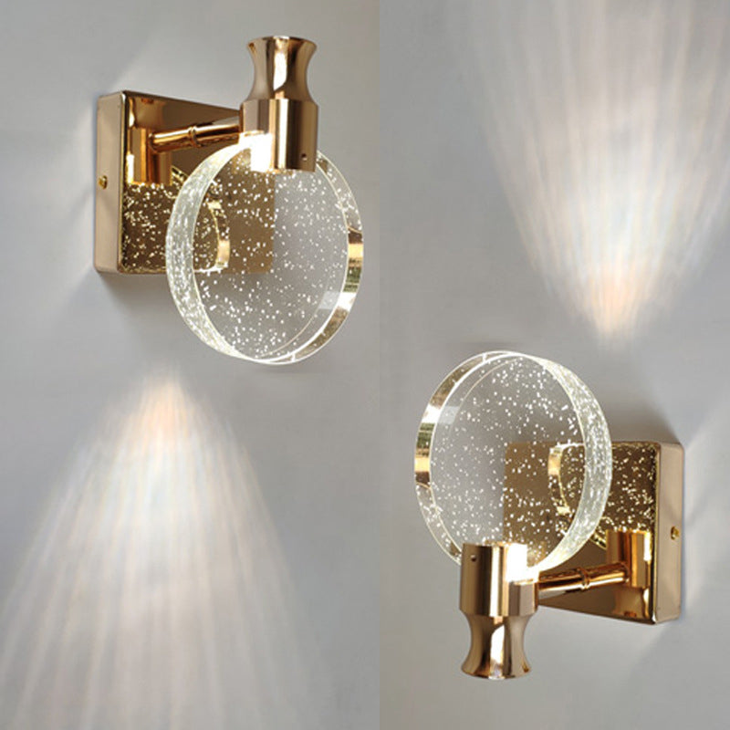 Nordic Style Crystal Vanity Light Round Shape Vanity Lamp for Shower Room