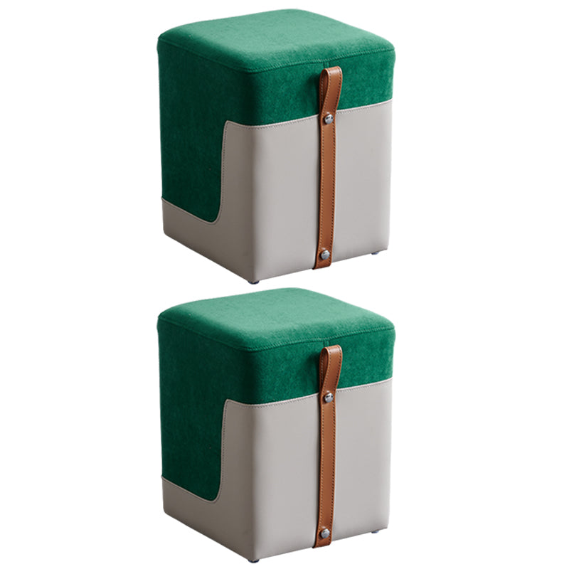 Colorblock Flannel Pouf Modern Simple Square Upholstered Ottoman