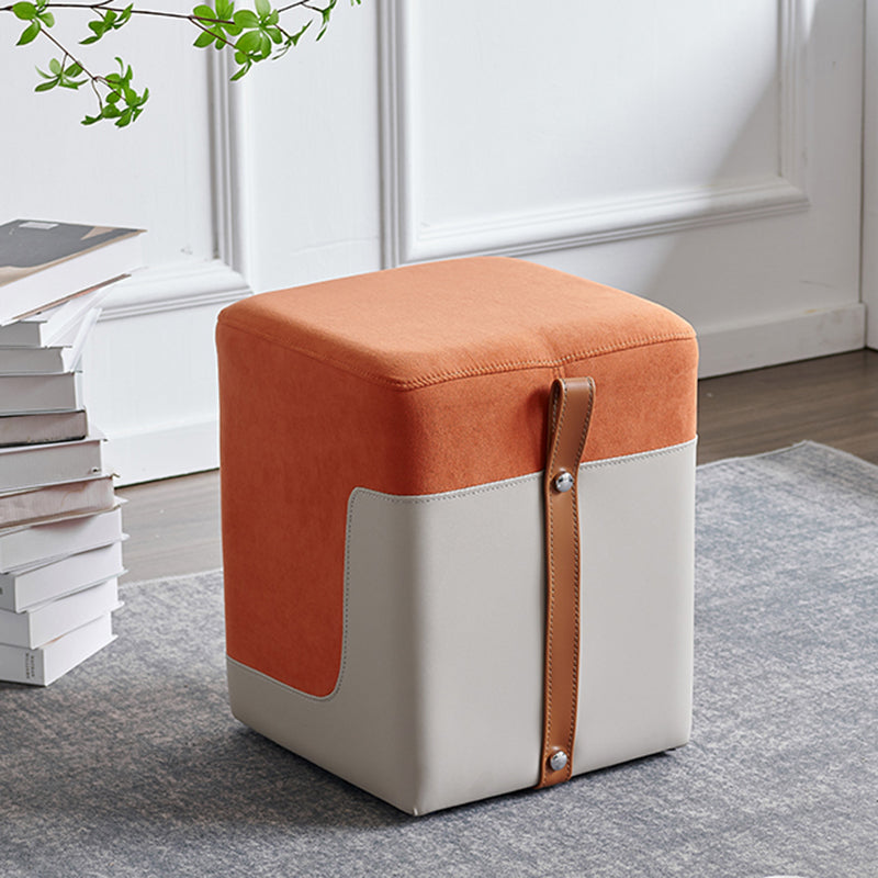 Colorblock Flannel Pouf Modern Simple Square Upholstered Ottoman
