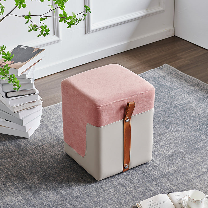 Colorblock Flannel Pouf Modern Simple Square Upholstered Ottoman