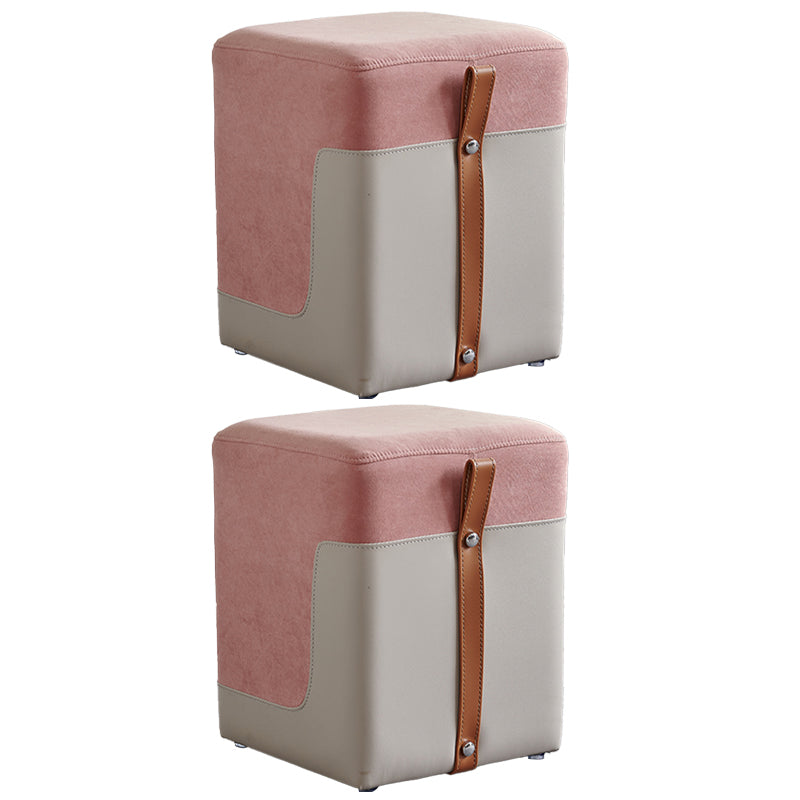 Colorblock Flannel Pouf Modern Simple Square Upholstered Ottoman
