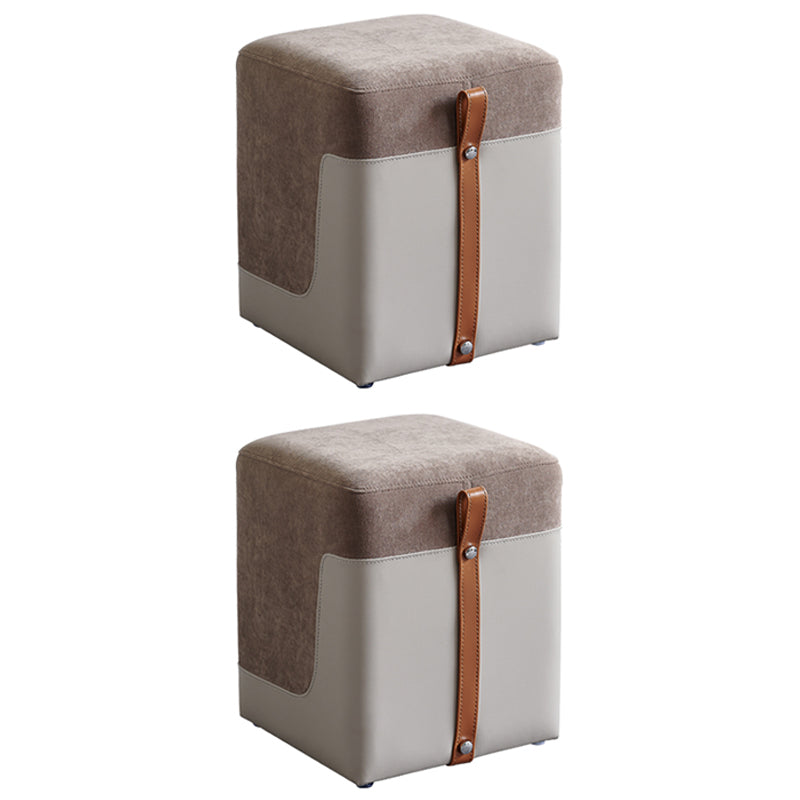 Colorblock Flannel Pouf Modern Simple Square Upholstered Ottoman
