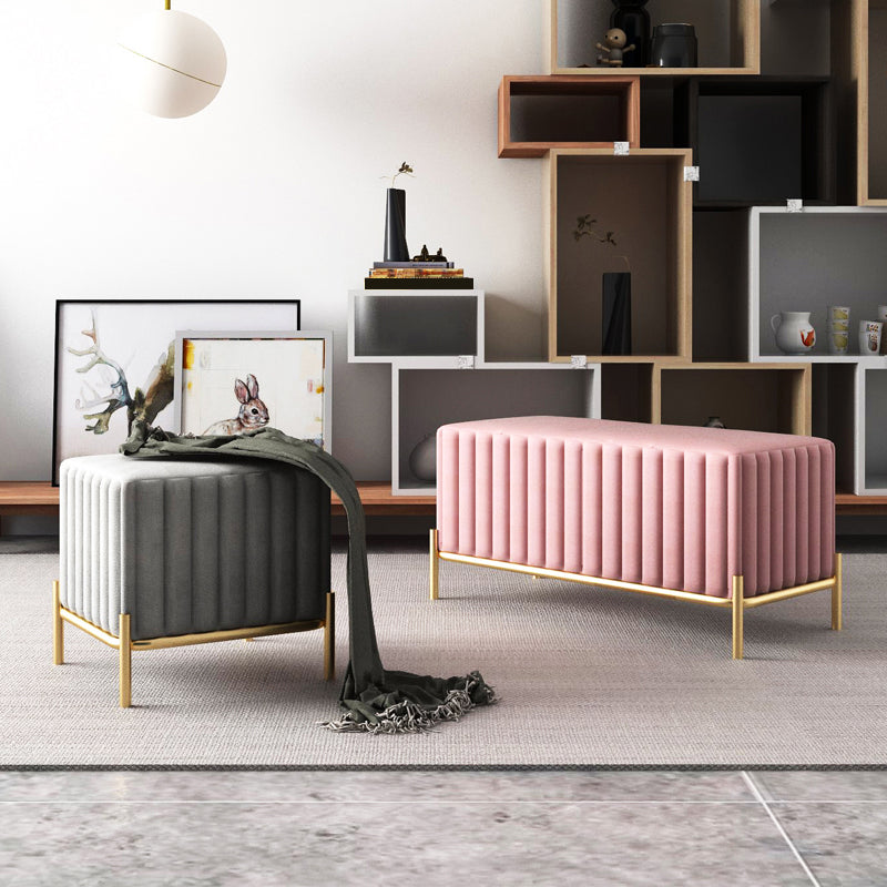 Solid Color Flannel Standard Stool Modern Simple Square Upholstered Ottoman