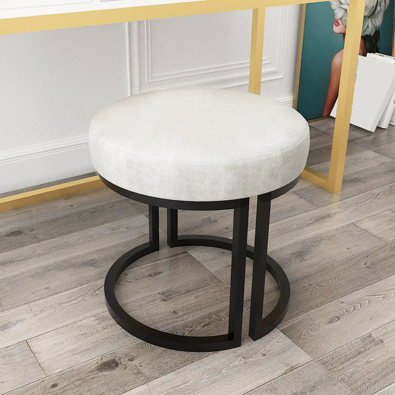 Solid Color Flannel Standard Stool Modern Style Simple Round Footstool