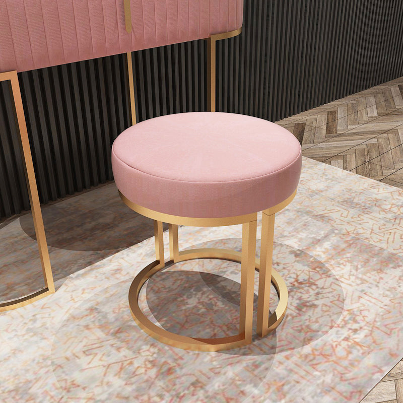 Solid Color Flannel Standard Stool Modern Style Simple Round Footstool