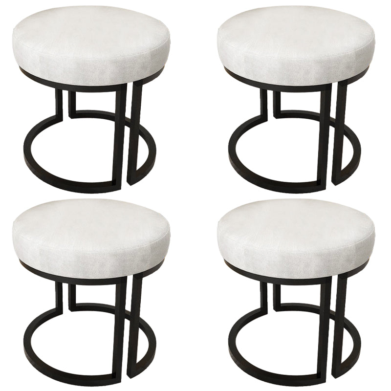 Solid Color Flannel Standard Stool Modern Style Simple Round Footstool