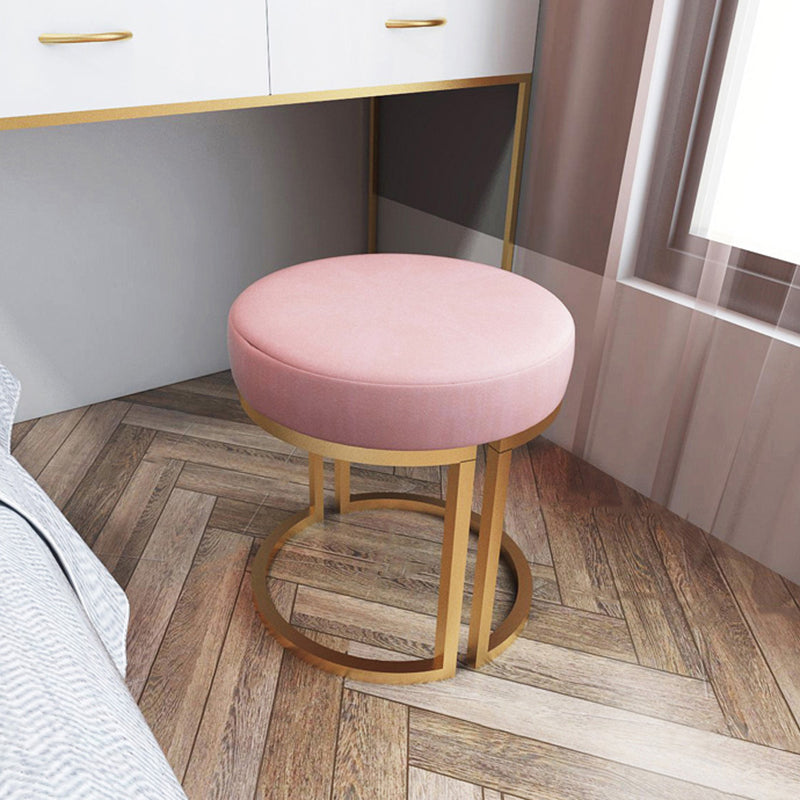 Solid Color Flannel Standard Stool Modern Style Simple Round Footstool