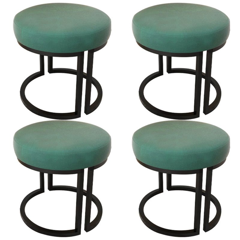 Solid Color Flannel Standard Stool Modern Style Simple Round Footstool