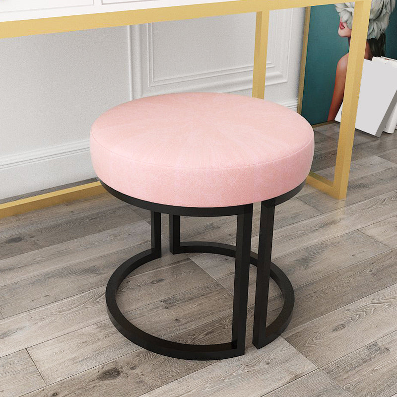 Solid Color Flannel Standard Stool Modern Style Simple Round Footstool