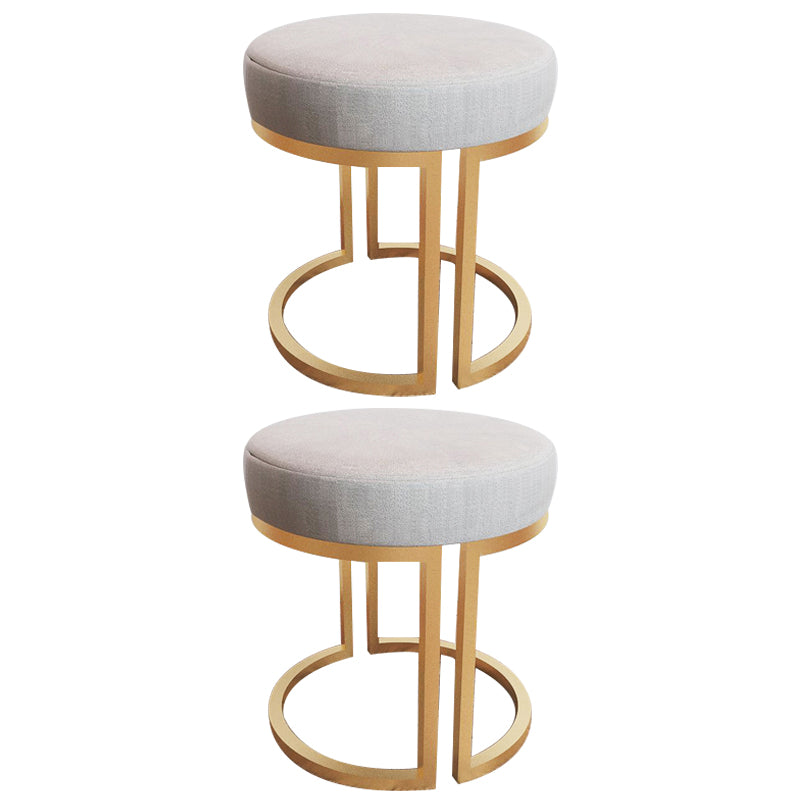 Solid Color Flannel Standard Stool Modern Style Simple Round Footstool