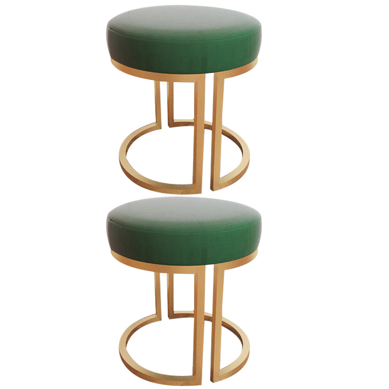 Solid Color Flannel Standard Stool Modern Style Simple Round Footstool