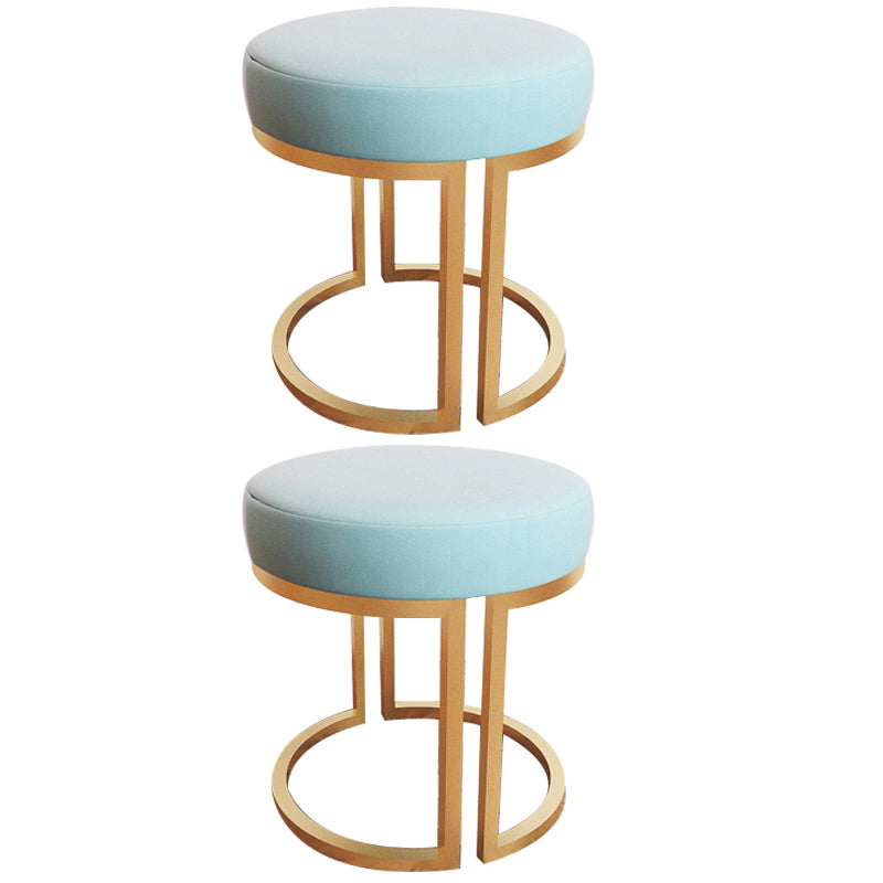Solid Color Flannel Standard Stool Modern Style Simple Round Footstool