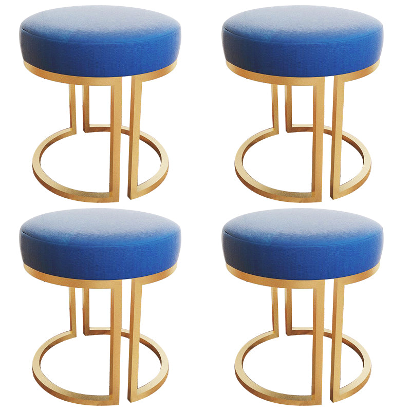 Solid Color Flannel Standard Stool Modern Style Simple Round Footstool