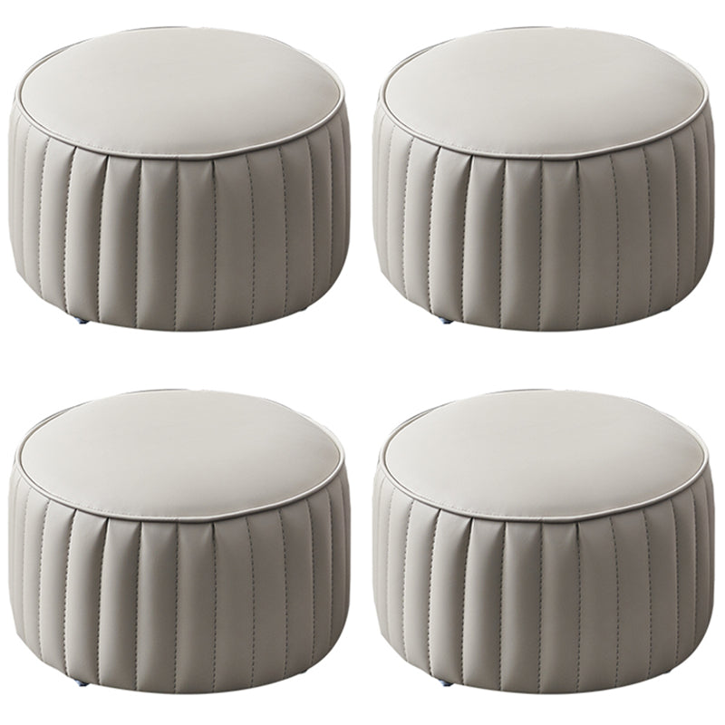 Solid Color Leather Pouf Modern Simple Round Upholstered Footstool