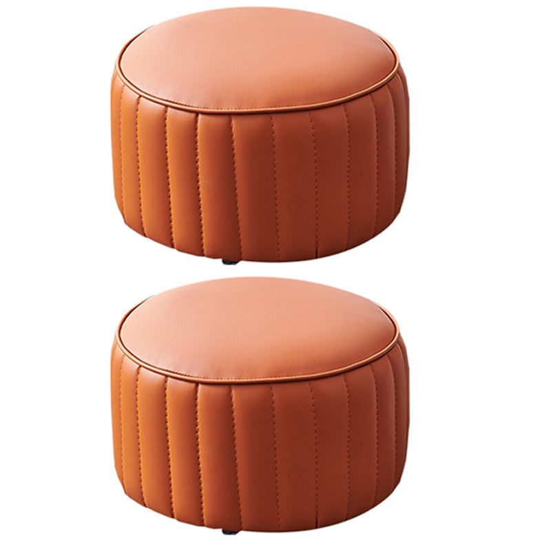 Solid Color Leather Pouf Modern Simple Round Upholstered Footstool